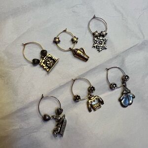 Set of 6 wineglass charms, winter themed